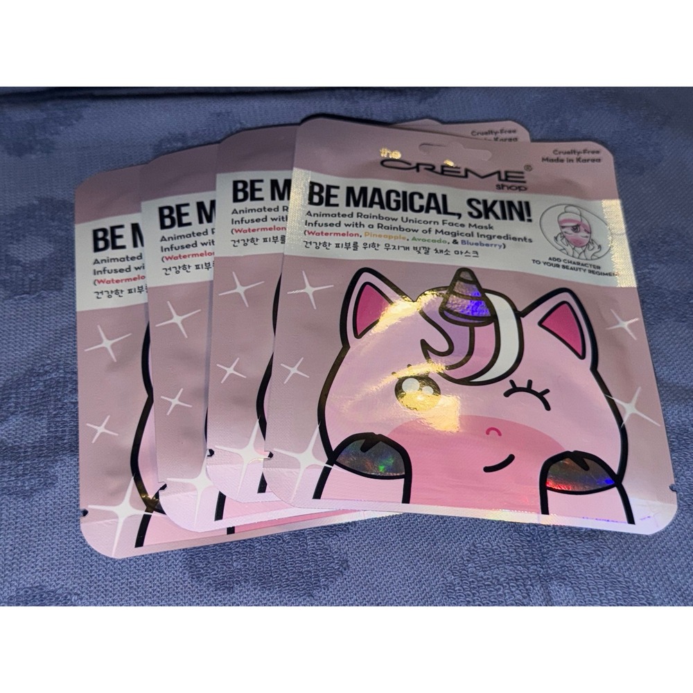 The Creme Shop Animated Rainbow Unicorn Face Mask, LOT OF 4, NEW‎